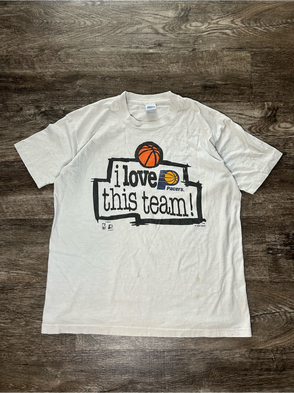Vintage 'I Love This Team!' Pacers Graphic Short Sleeve Tee - White